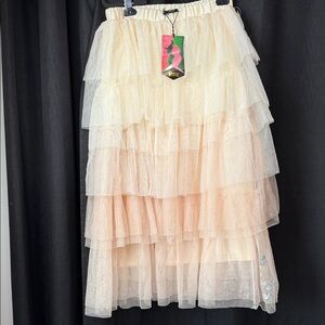 WICKED Elegant Cream Layered Skirt NWT